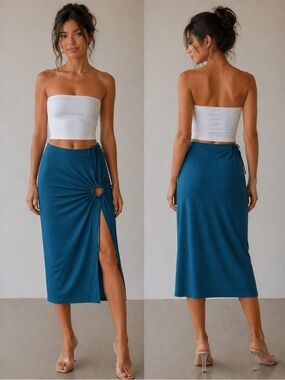 NICHOLAS Midi Skirt with Ring Slit Detail